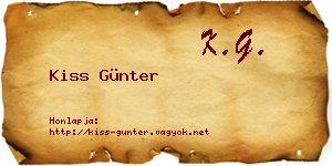 Kiss Günter névjegykártya